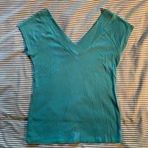 Wide V Neck Low Back Cap Sleeve GAP Tee